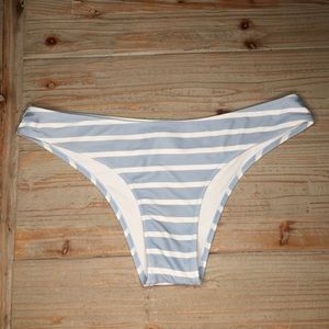 Pale Blue & White Striped Swim Bottoms by CUPSHE